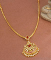 Stylish Gold Plated Chain Impon Necklace Ruby Kemp Stone NCKN3221
