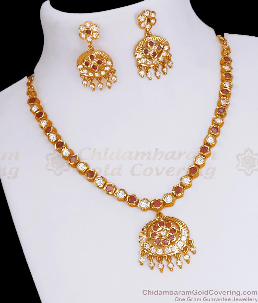 Premium Panchaloha Impon Jewelry Set With Earrings NCKN3226