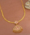 Traditional Impon Chain Necklace Designs In Ruby Stone NCKN3236