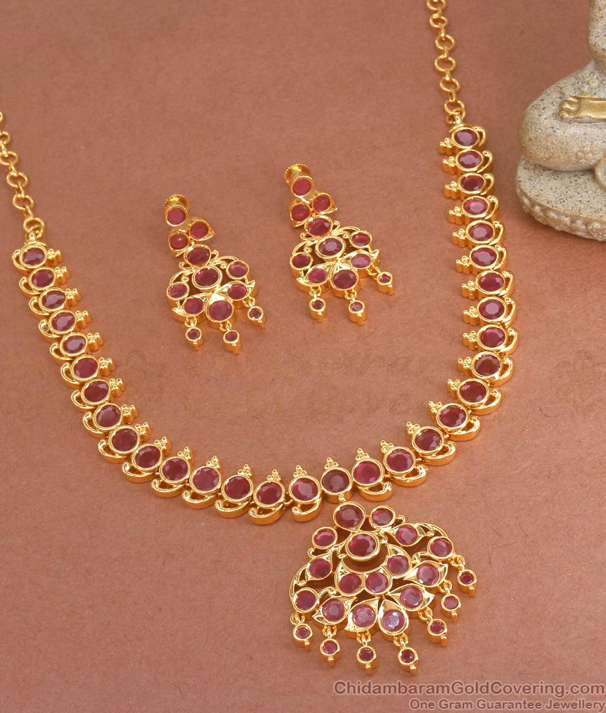 Shop Ruby Stone Necklace Earring Impon Jewellery NCKN3239