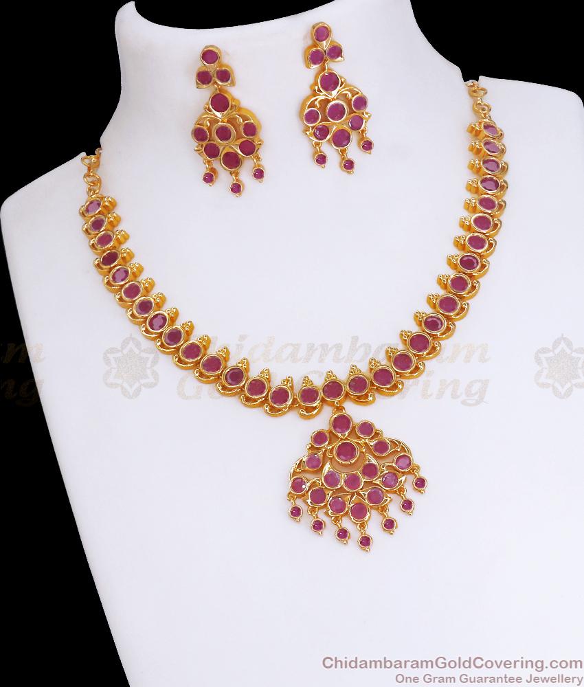 Shop Ruby Stone Necklace Earring Impon Jewellery NCKN3239