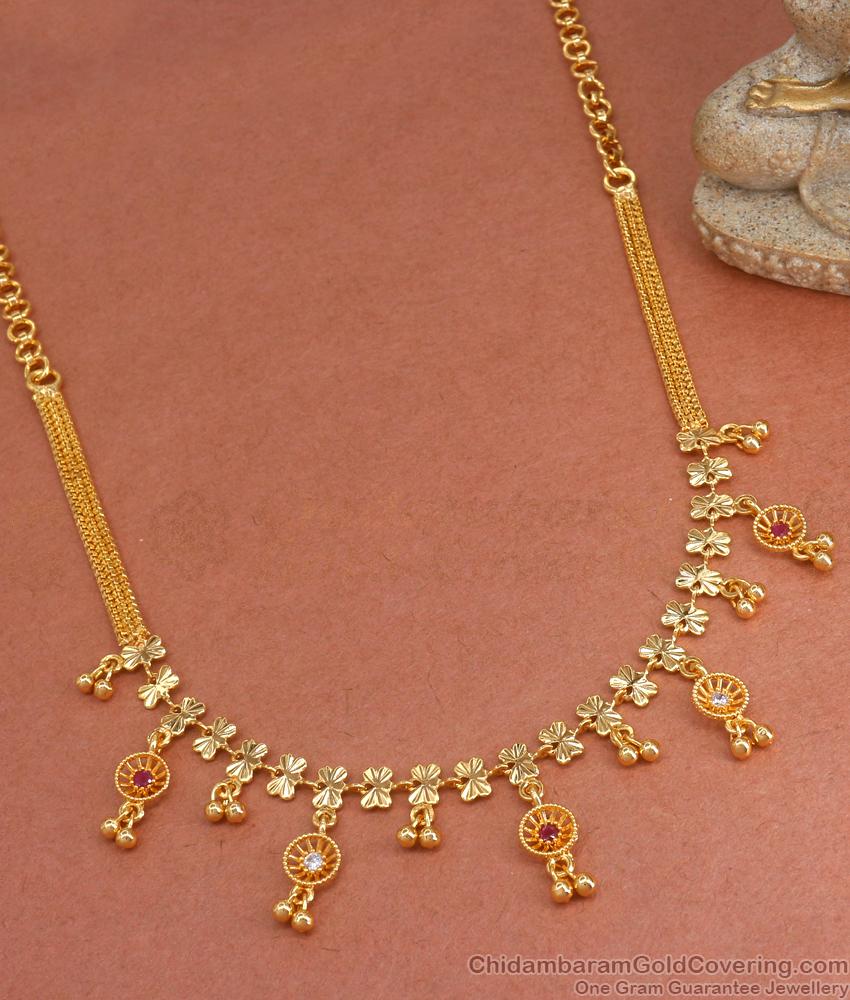 Latest Italic Gold Plated Necklace With Stone NCKN3243