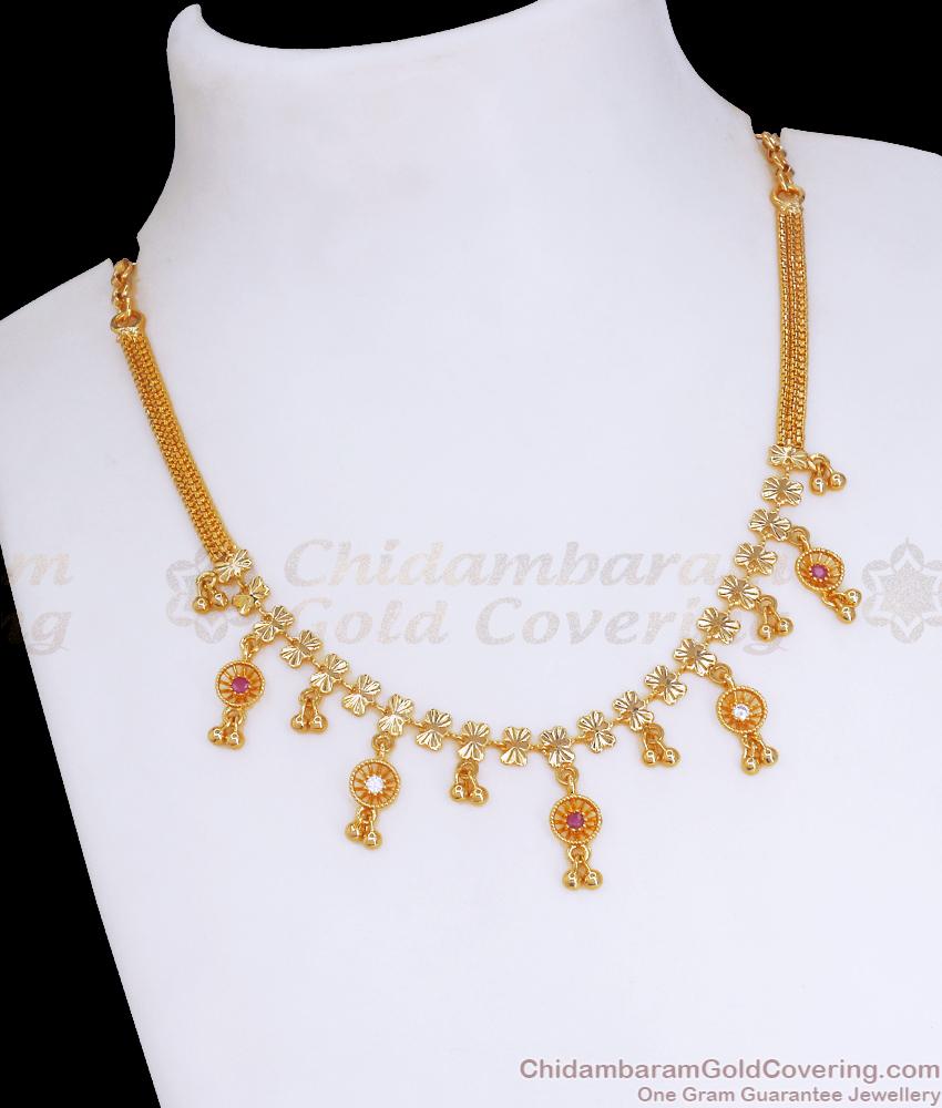 Latest Italic Gold Plated Necklace With Stone NCKN3243