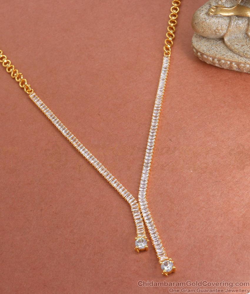 Ad White Stone One Gram Gold Necklace Shop Online NCKN3247