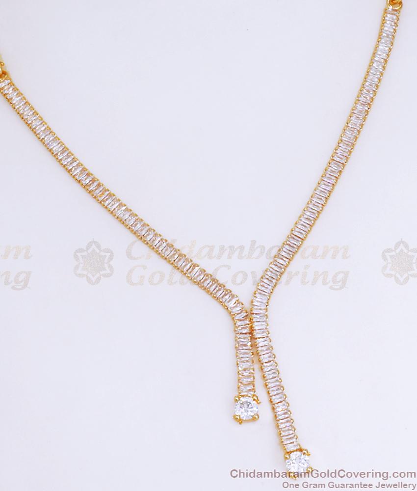 Ad White Stone One Gram Gold Necklace Shop Online NCKN3247