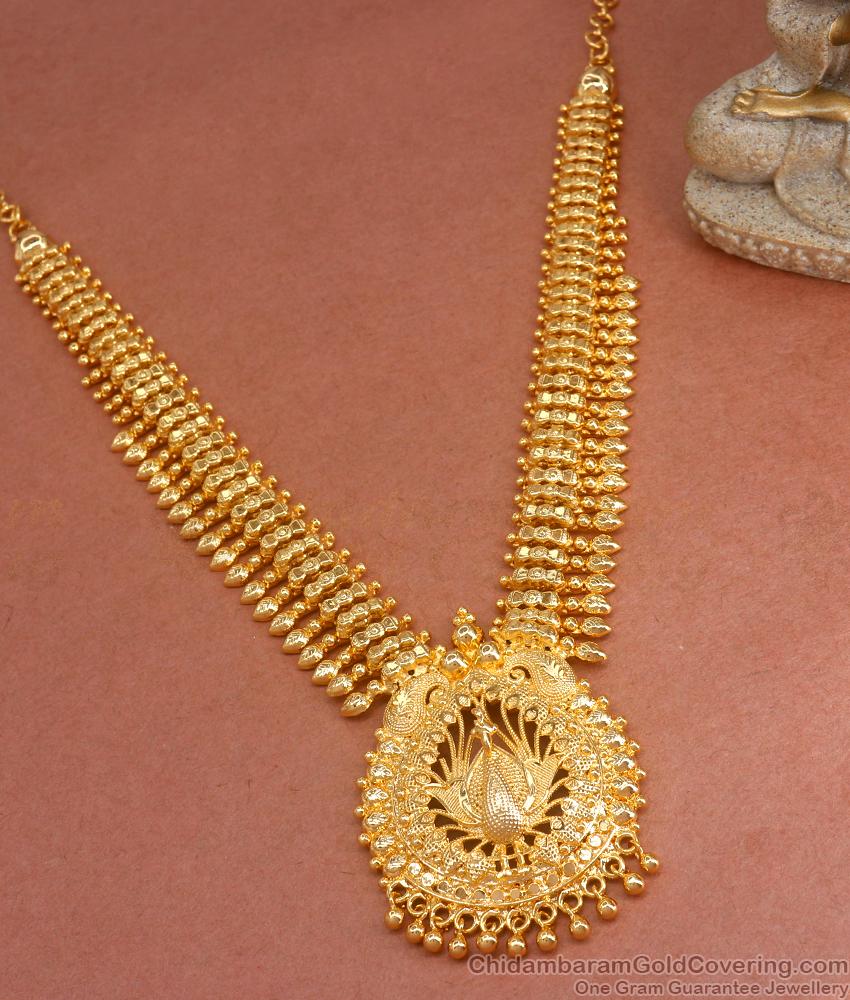 Attractive Peacock Design One Gram Gold Necklace Kerala Pattern NCKN3253