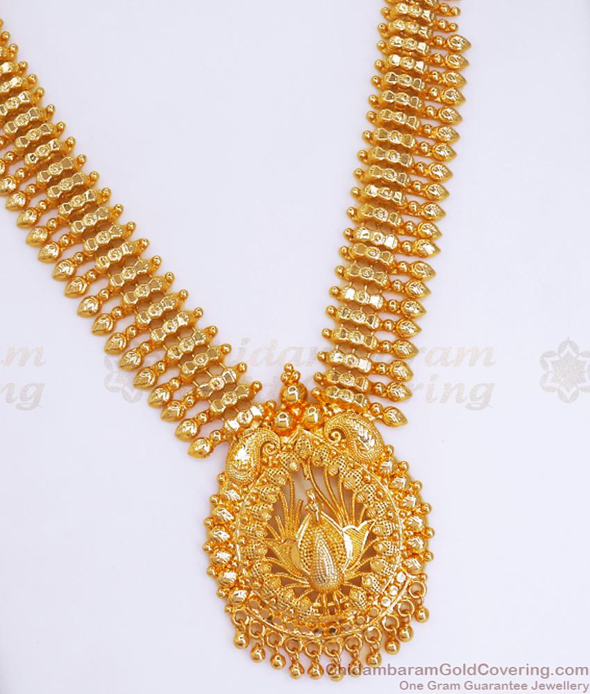 Attractive Peacock Design One Gram Gold Necklace Kerala Pattern NCKN3253