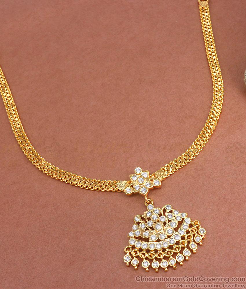 Hight Quality Impon Attigai White Stone Necklace Design NCKN3285