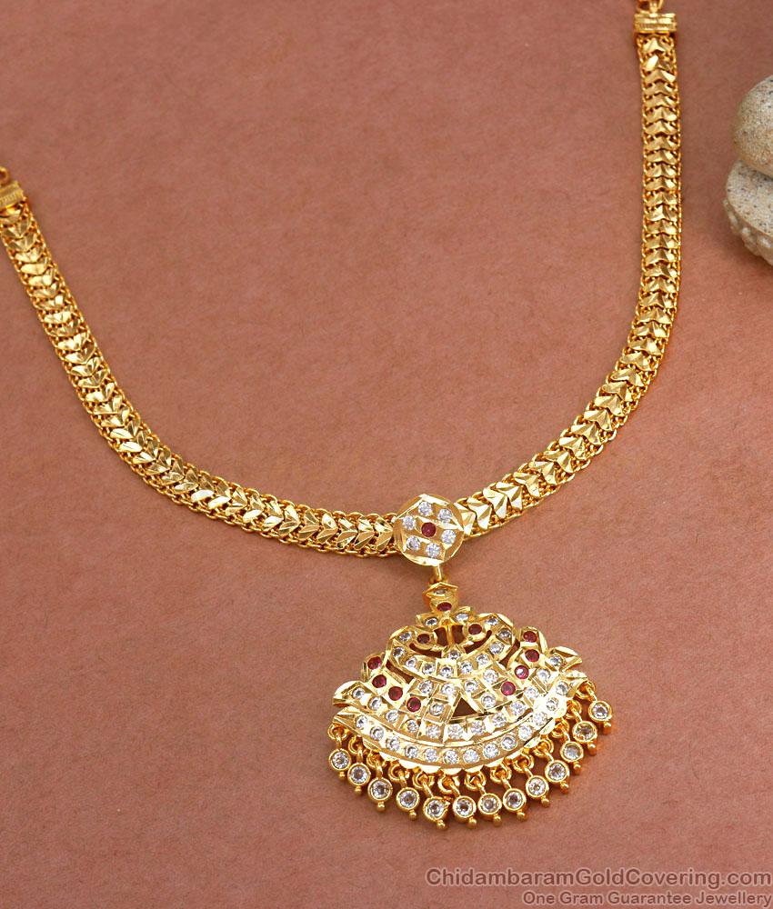 Bridal Swan Design Impon Necklace Gati Stone Jewelry NCKN3286