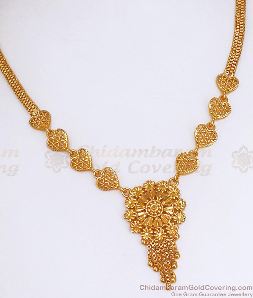 Stylish Heart Shaped Gold Imitation Necklace Designs NCKN3294