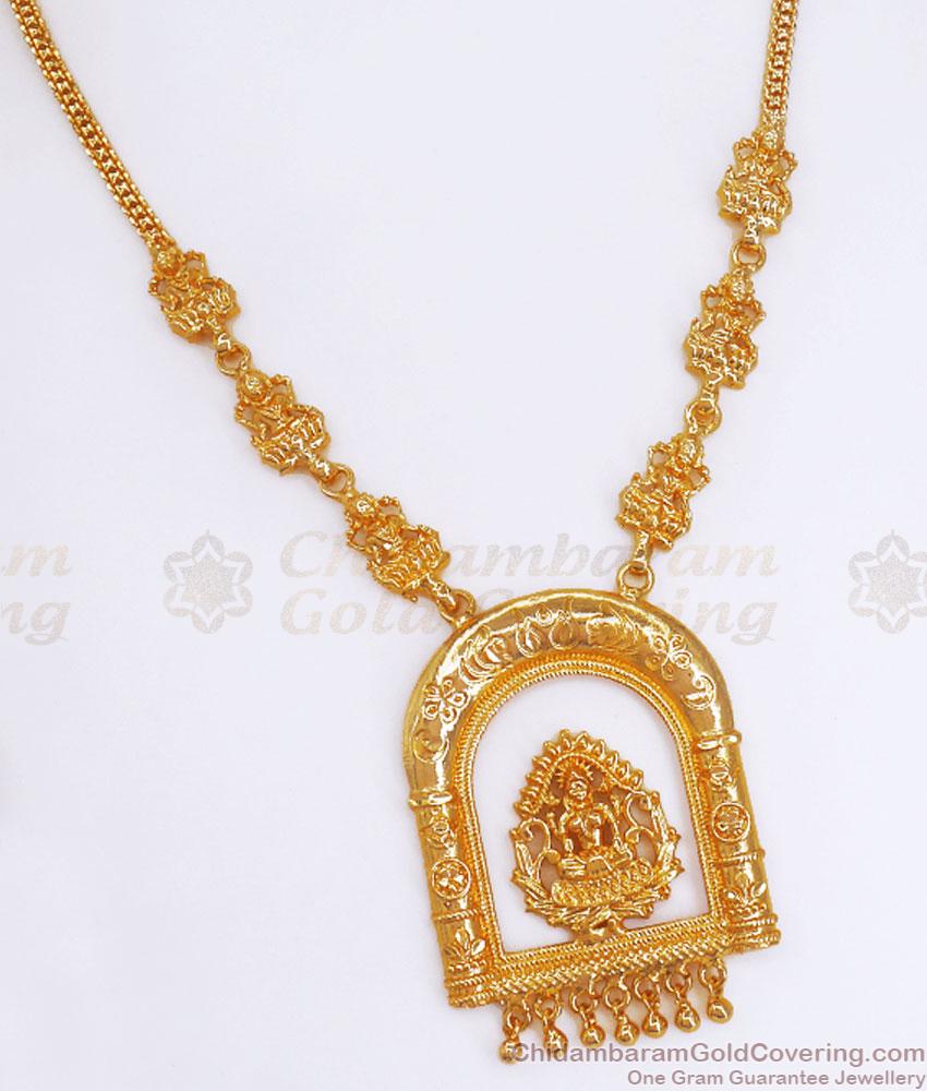 Lakshmi Motif One Gram Gold Necklace Wedding Design NCKN3295