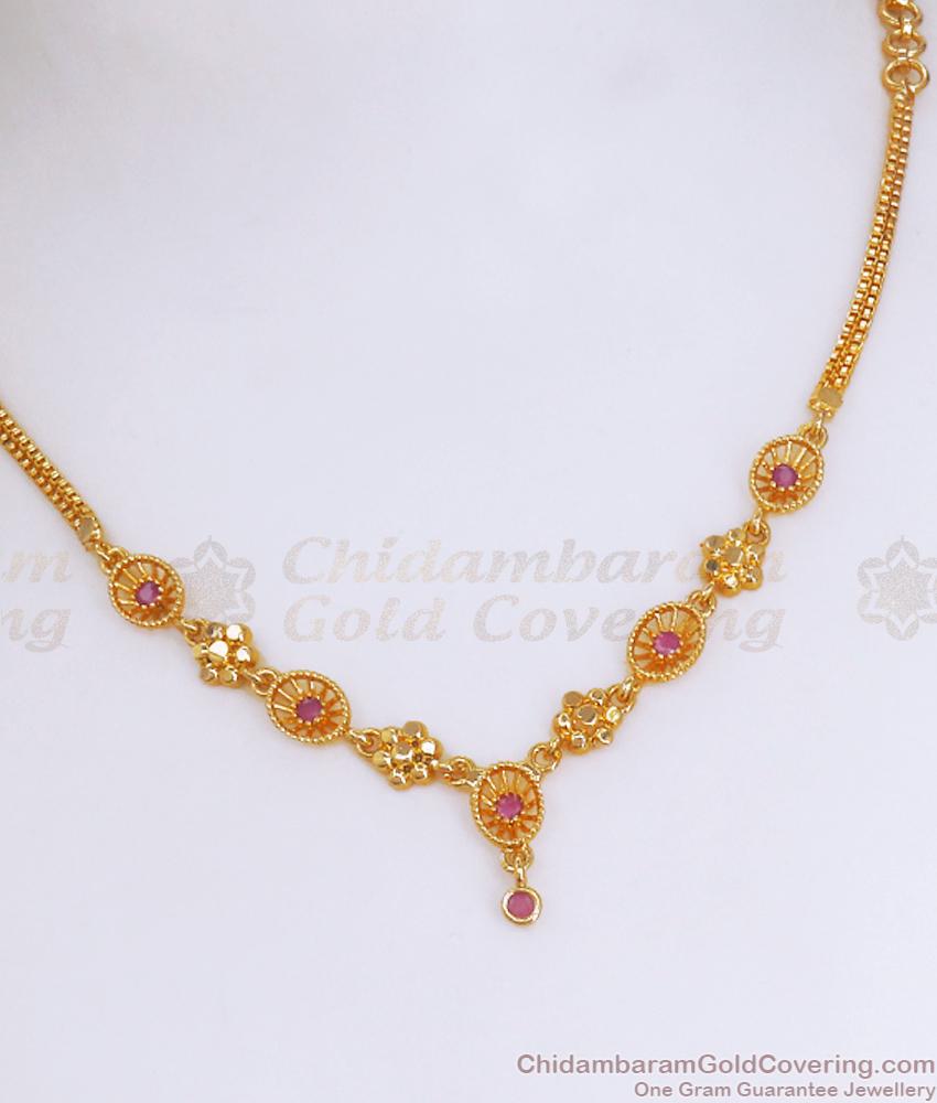 Light Weight Gold Ruby Necklace Party Wear NCKN3305