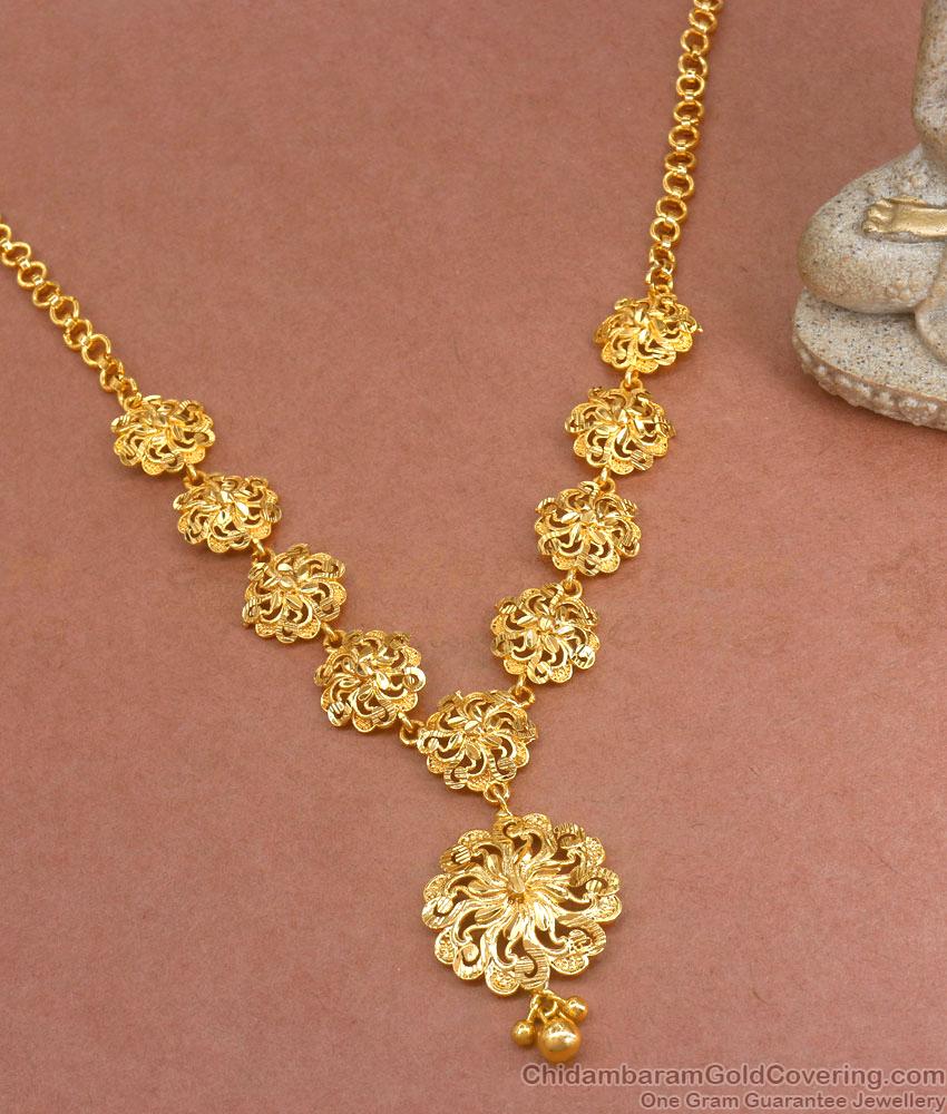 Floral Gold Necklace Bride Jewelry Set NCKN3308