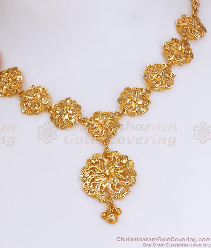 Floral Gold Necklace Bride Jewelry Set NCKN3308