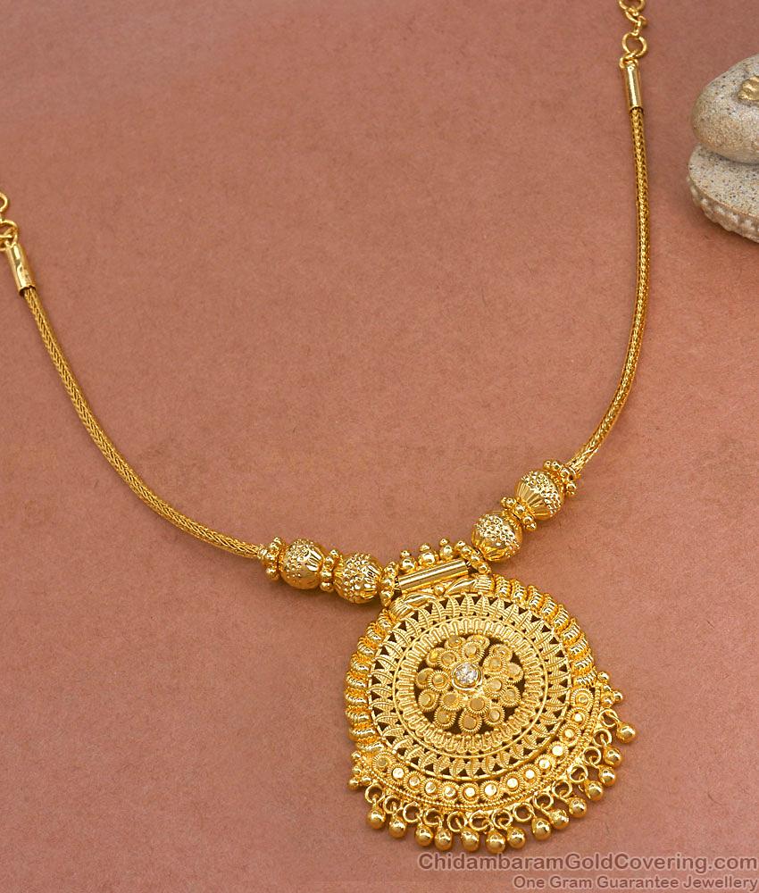 Single White Stone Kodi Type Gold Necklace NCKN3312