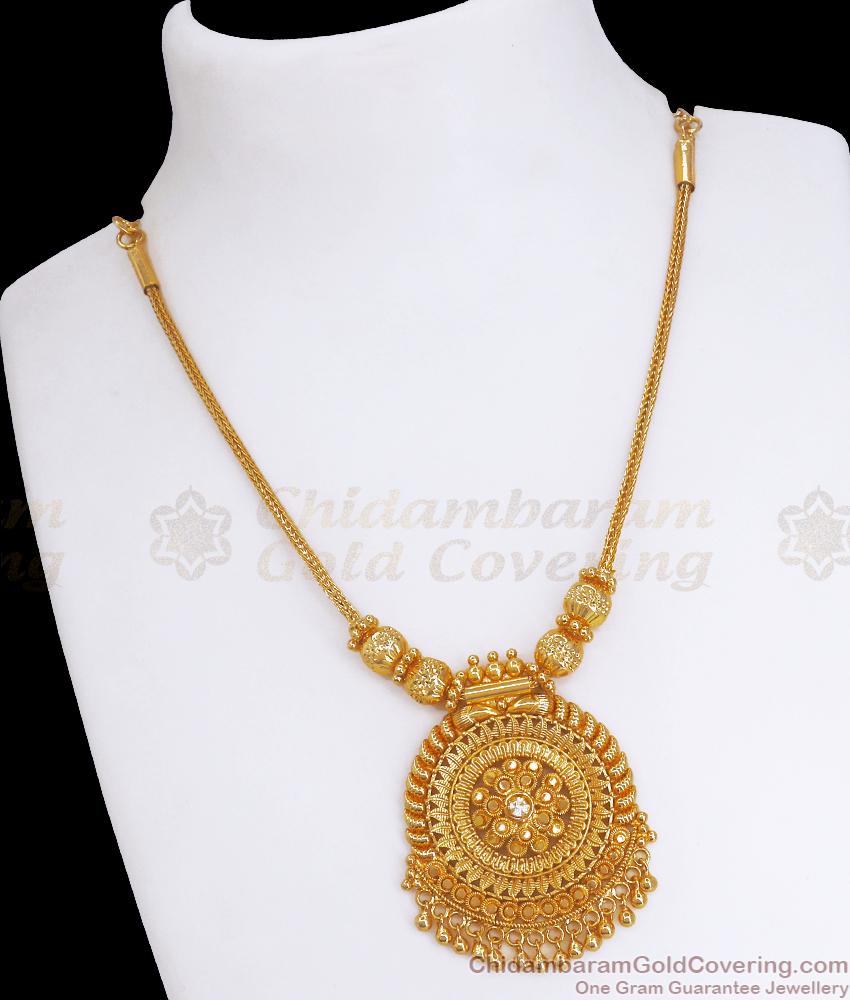 Single White Stone Kodi Type Gold Necklace NCKN3312