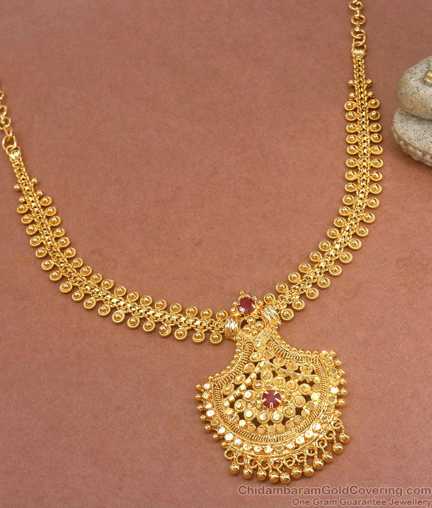 Shop New Model Gold Necklace Ruby Stone Wedding Jewelry NCKN3314