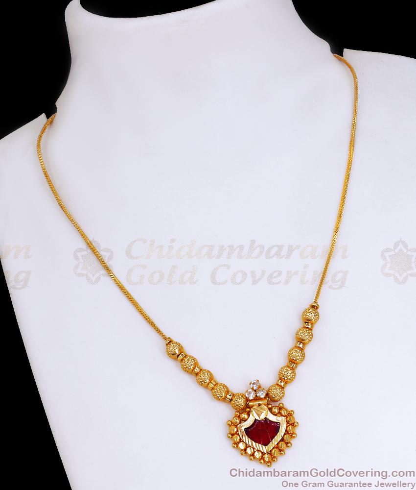 Kollam Traditional Red Palakka Necklace NCKN3317