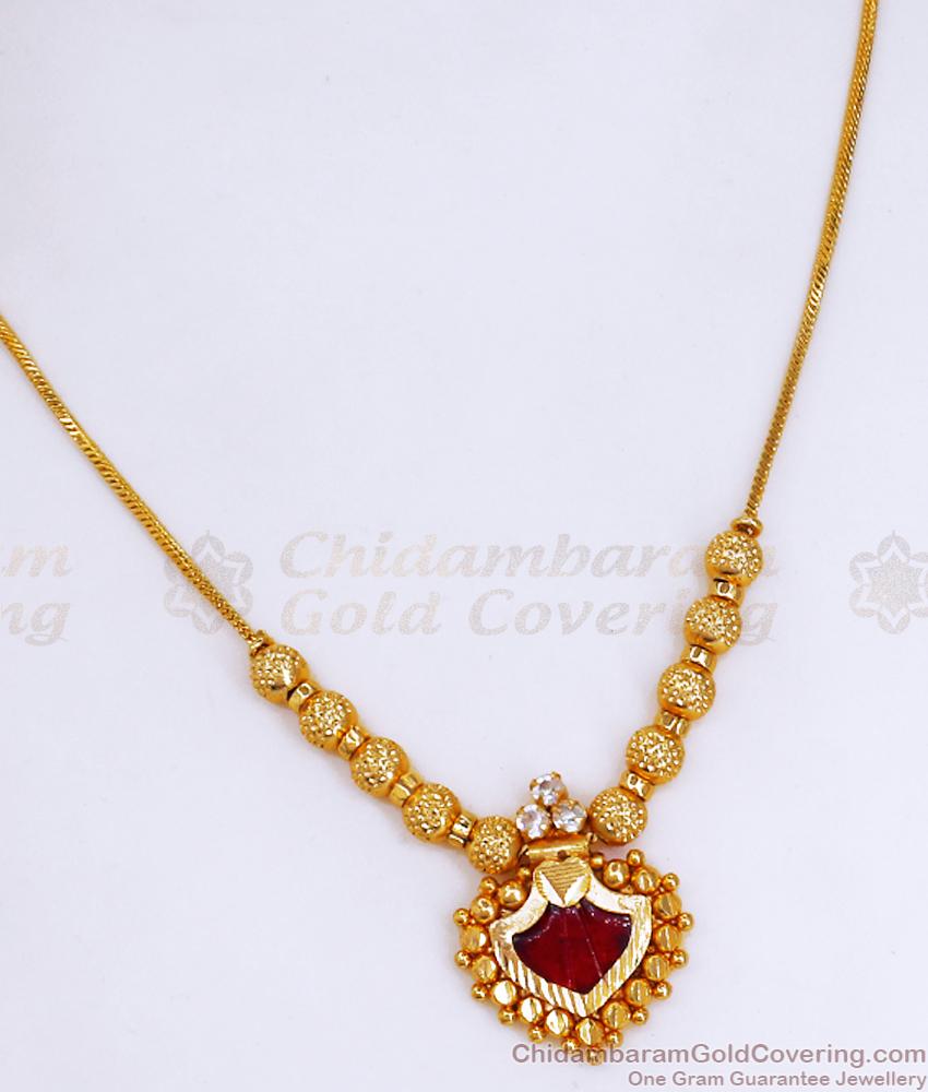 Kollam Traditional Red Palakka Necklace NCKN3317