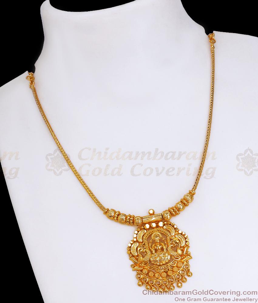 Plain One Gram Gold Lakshmi Necklace Festive Wear NCKN3321