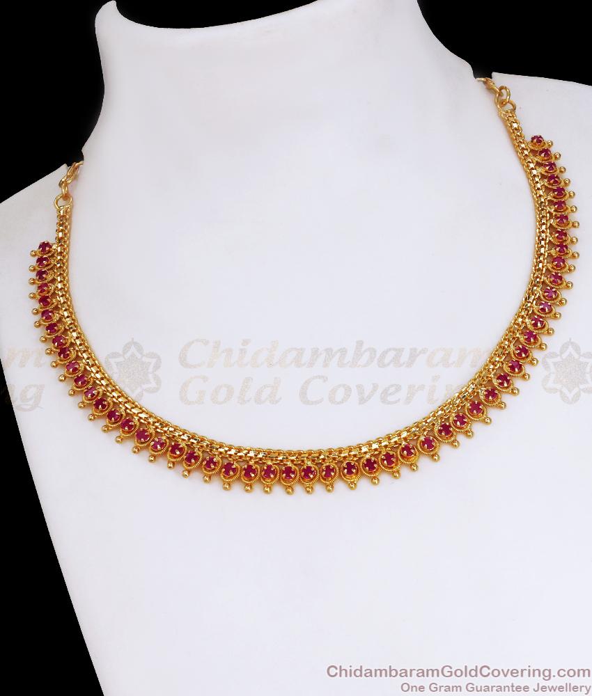 Full Ruby Mullai Gold Imitation Necklace Designs NCKN3322