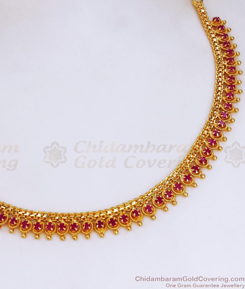 Full Ruby Mullai Gold Imitation Necklace Designs NCKN3322