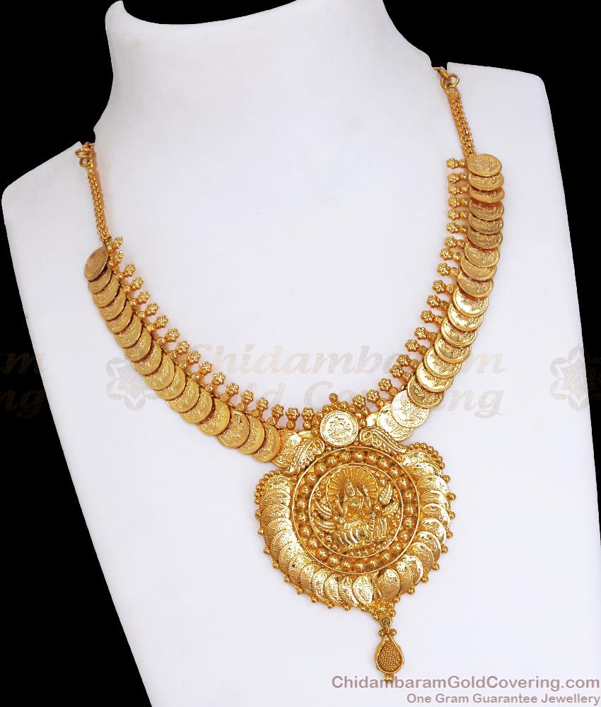 Premium 1 Gram Gold Lakshmi Coin Necklace Women Wedding Wear NCKN3324