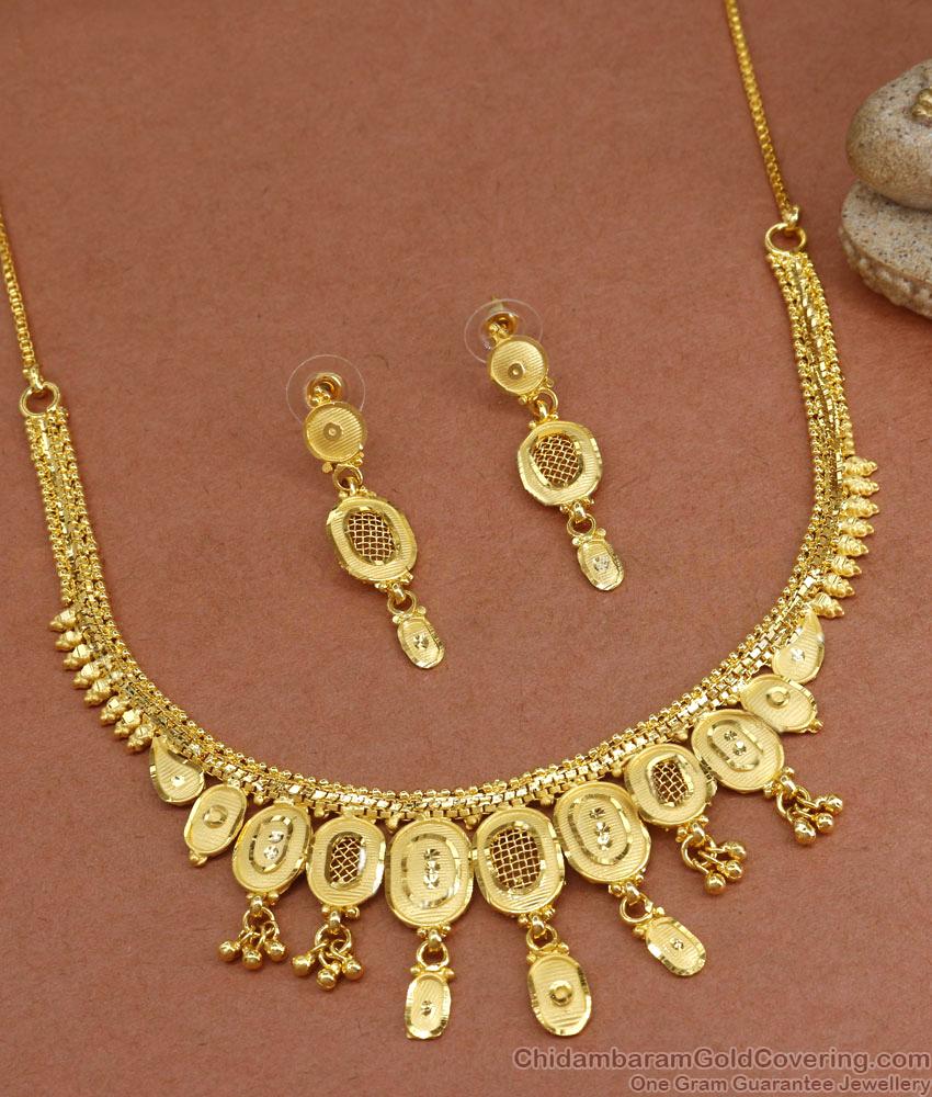 Two Gram Gold Necklace Women Wedding Jewellery Set NCKN3326