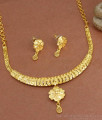 Elegant Short Gold Necklace Earring Combo Set NCKN3327