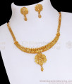 Latest Gold Design Floral Necklace With Pin Type Earring NCKN3328