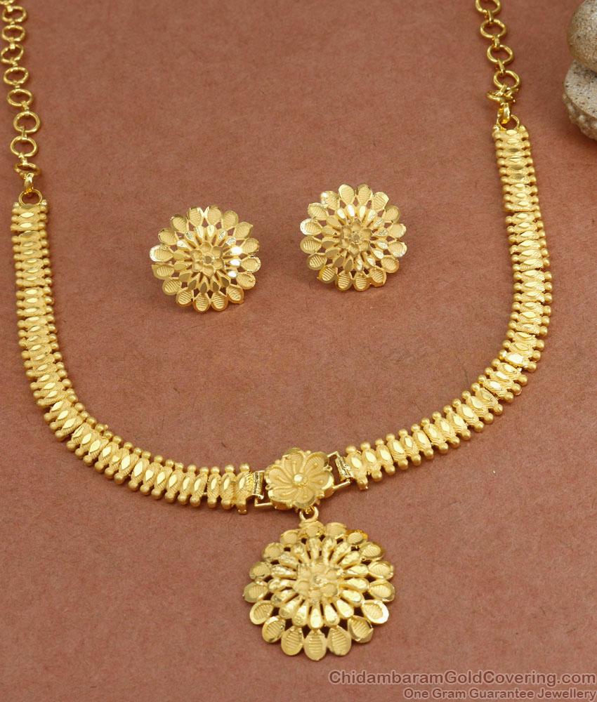 Simple Dubai Gold Necklace Bridal Jewel Set For Women NCKN3329