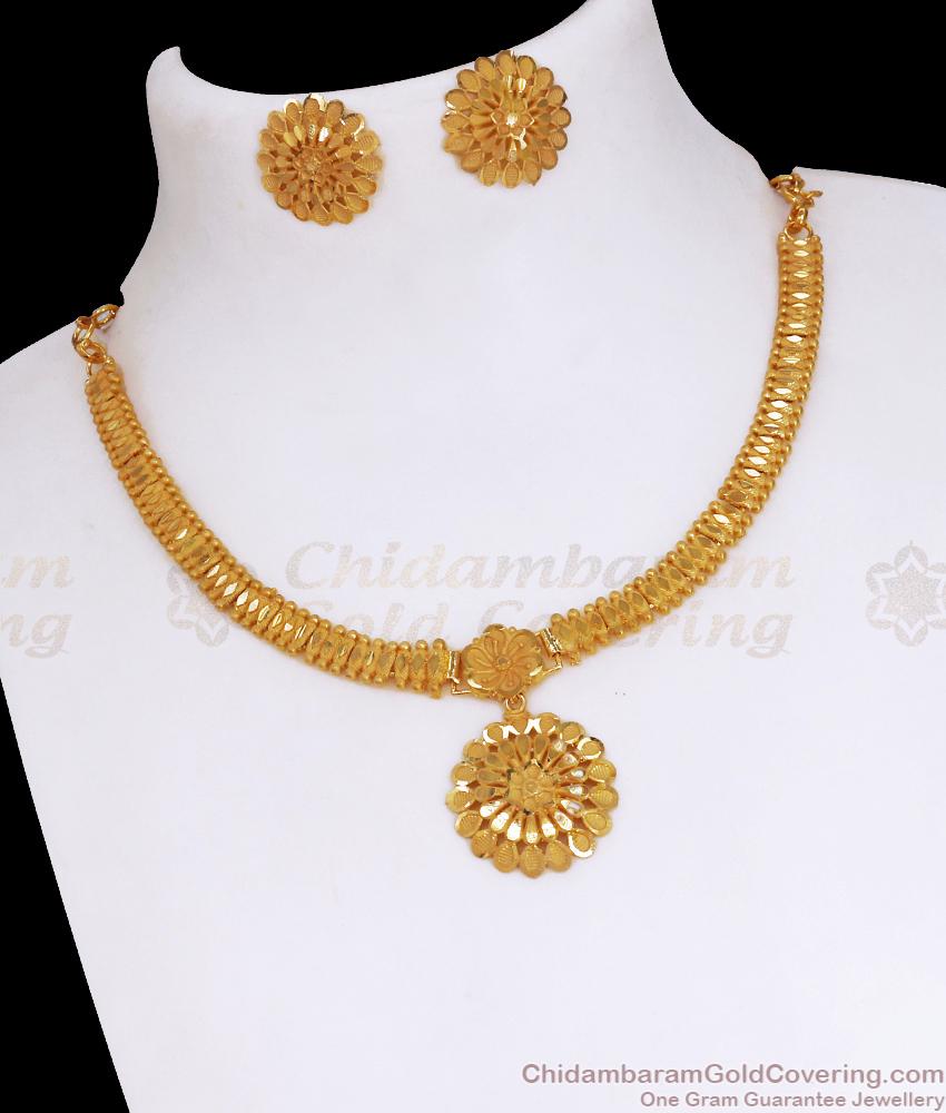 Simple Dubai Gold Necklace Bridal Jewel Set For Women NCKN3329