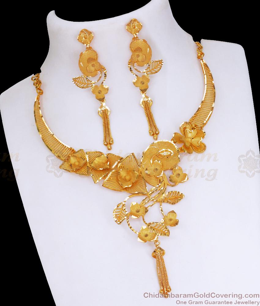 Latest Arabic Bridal Necklace Earring Set 2024 Jewelry Design NCKN3344