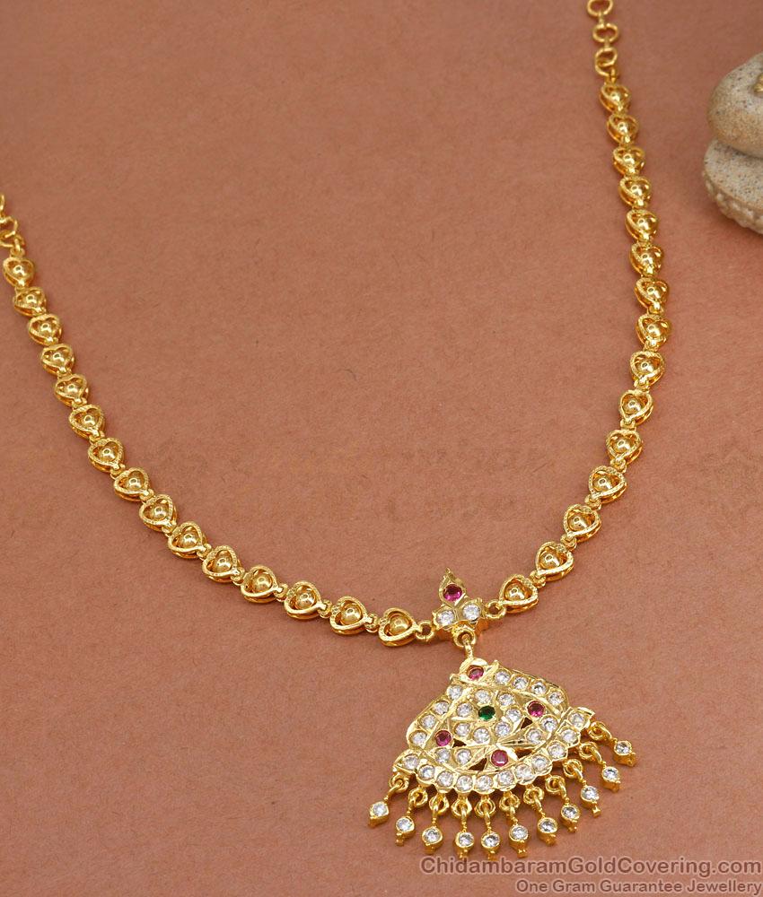 Heart Shaped Golden Beads Impon Necklace Occasional Wear NCKN3351