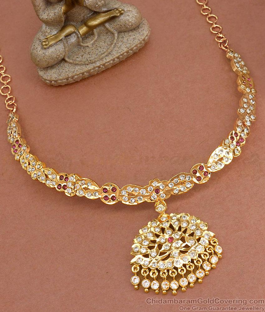 Real Impon Gold Choker Necklace Wedding Jewellery Set For Bride NCKN3358