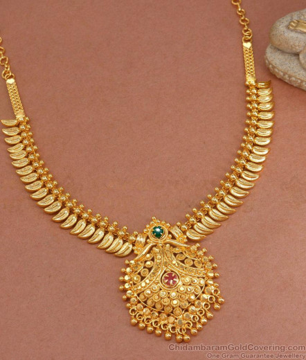 Grand Broad Kerala Bridal Collections Necklace With Ruby Stone NCKN1774