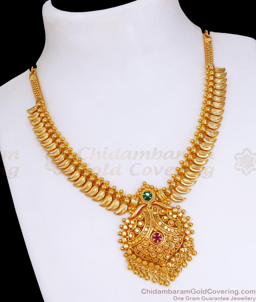 Bridal Gold Necklace Mango Design With Stone NCKN3367