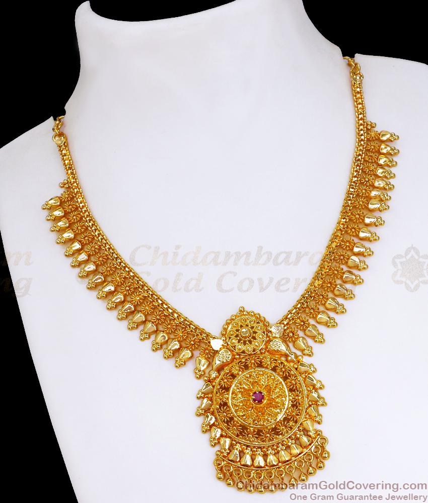 22K Gold Necklace Mullai Poo Bridal Jewelry For Women NCKN3368