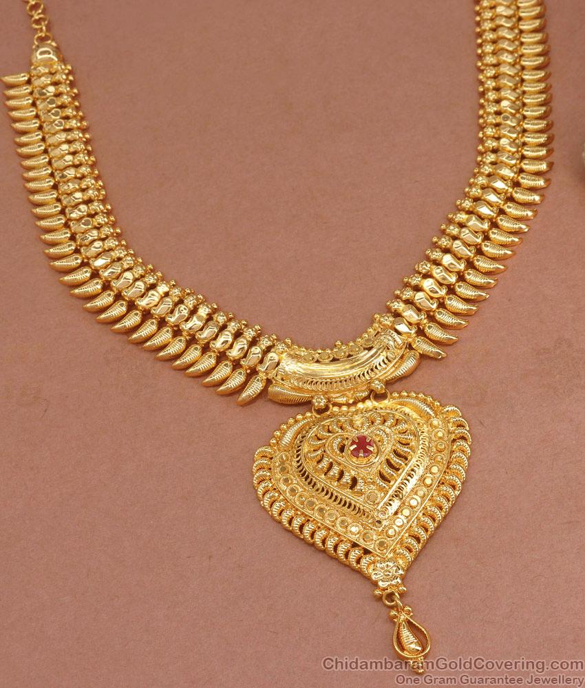 Kerala Bridal Heart Shaped One Gram Gold Necklace Shop Online NCKN3370