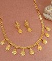 Close Neck Women Bridal Gold Necklace Earring Set NCKN3371