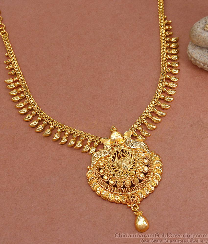 Ravishing Peacock Design Gold Plated Mango Necklace NCKN3373