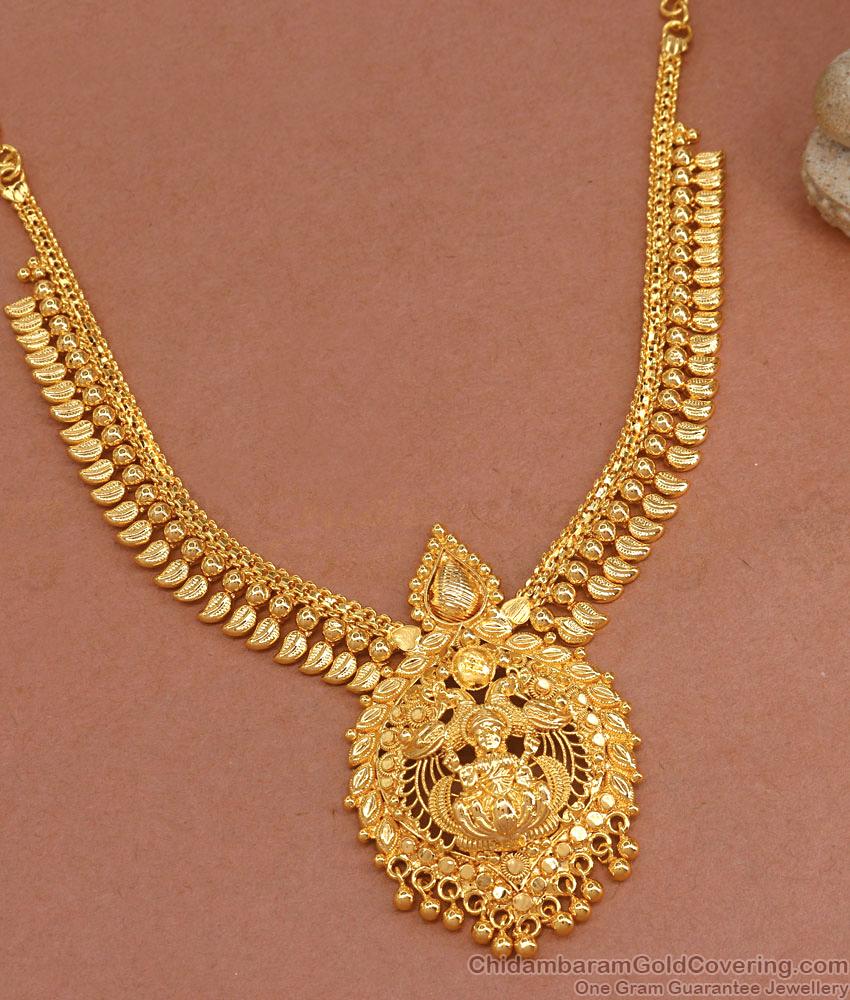 Lakshmi Motif Bridal Gold Imitation Necklace Beads Design NCKN3376