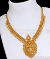 Lakshmi Motif Bridal Gold Imitation Necklace Beads Design NCKN3376