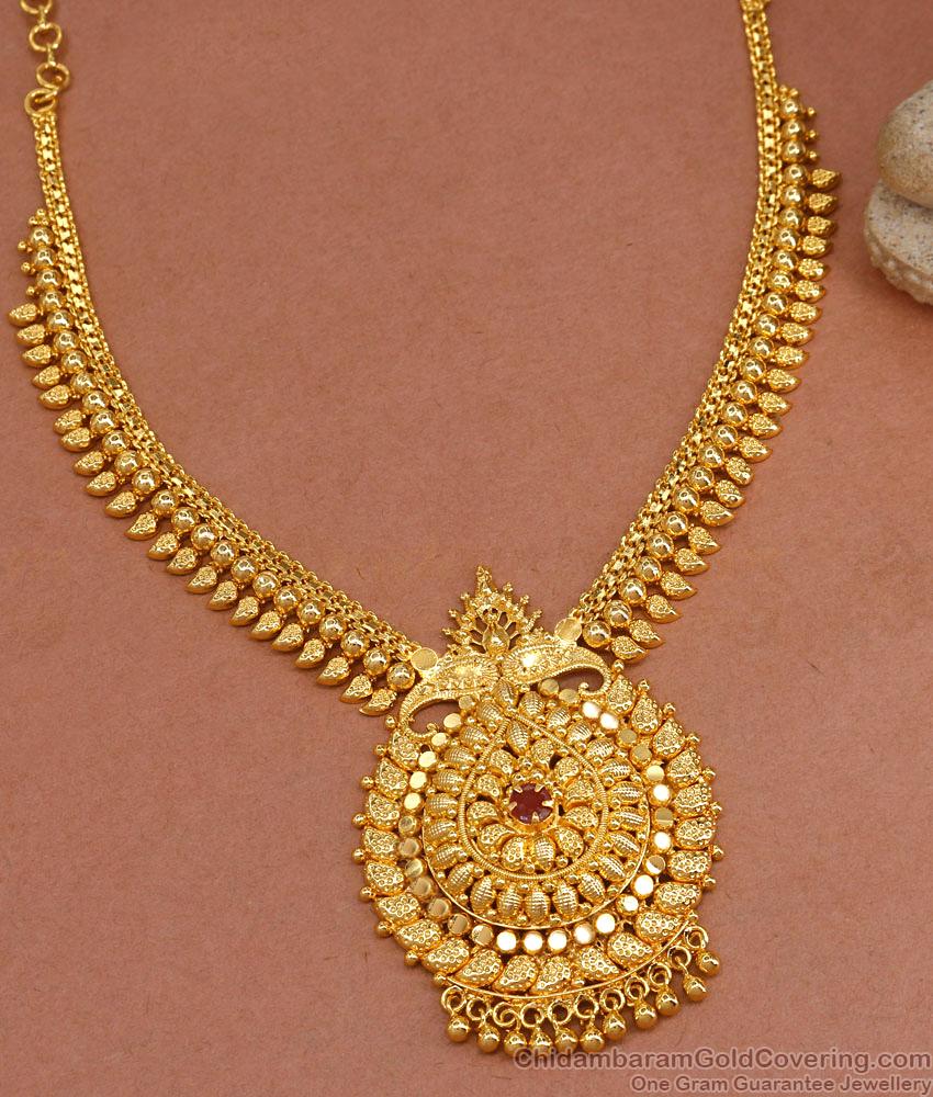 Perfect Bridal Design Gold Plated Necklace For Saree NCKN3380