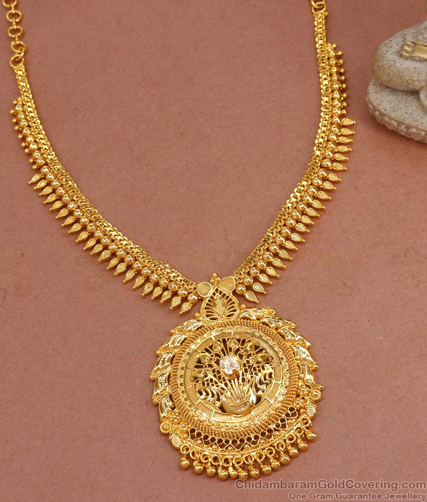 New Model One Gram Gold Diamond Necklace For Wedding NCKN3381