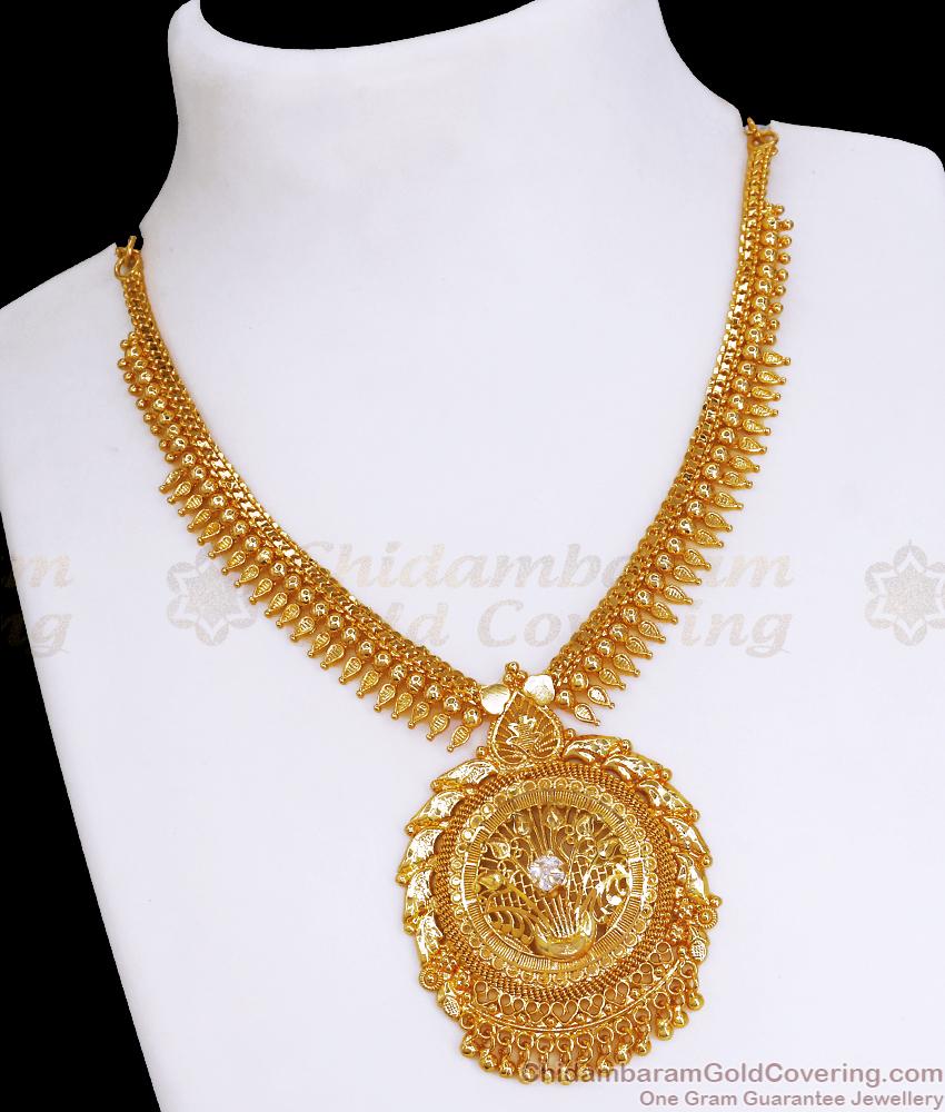 New Model One Gram Gold Diamond Necklace For Wedding NCKN3381