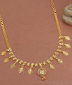 Beautiful Leaf Charms White Stone Gold Necklace NCKN3389