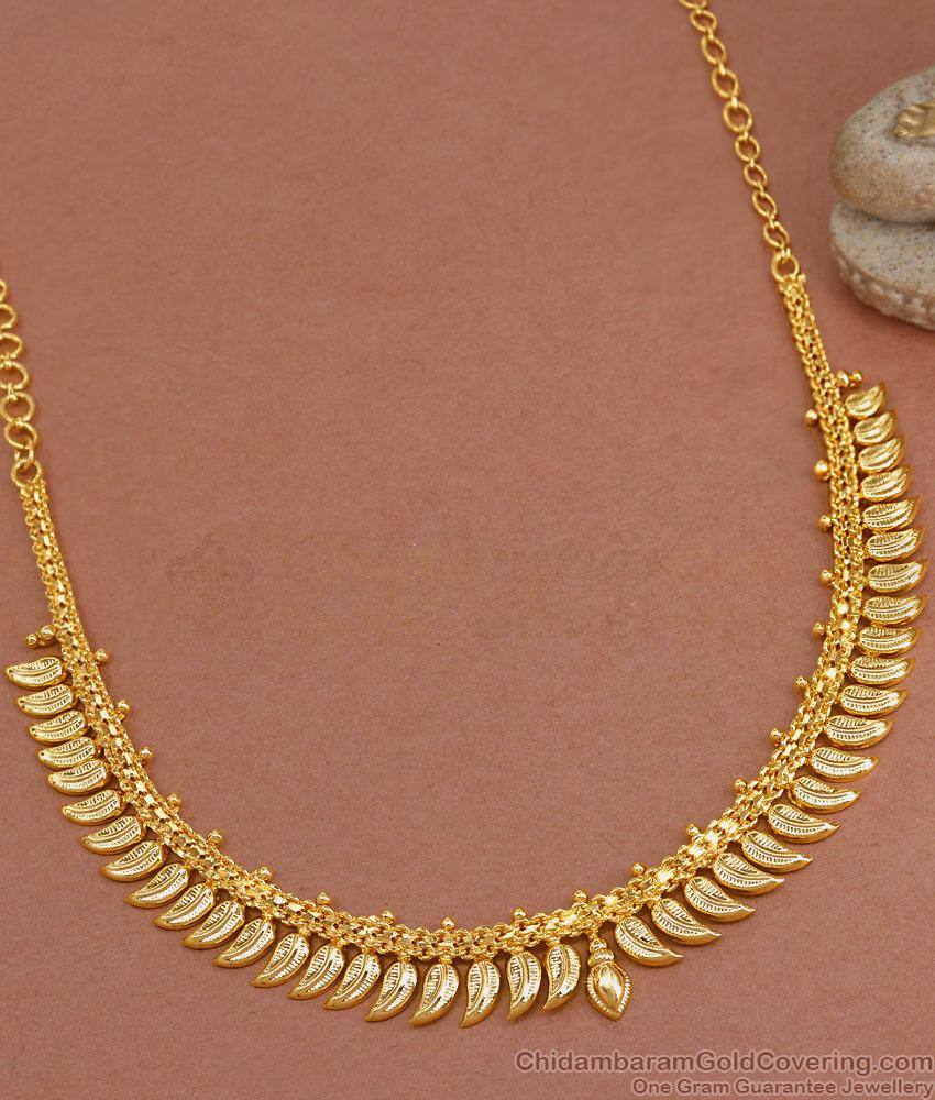 One Gram Gold Necklace Leaf Design Kerala Jewelry NCKN3390