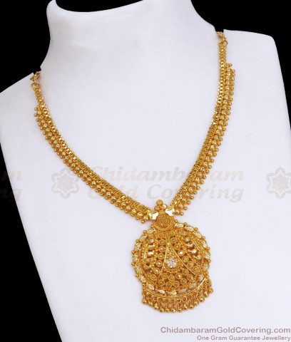 Beautiful Flower Leaf Multi Color Stone Kerala Palakka Gold Necklace ...