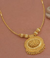 Plain Light Weight Gold Necklace With Big Oval Pendant NCKN3392